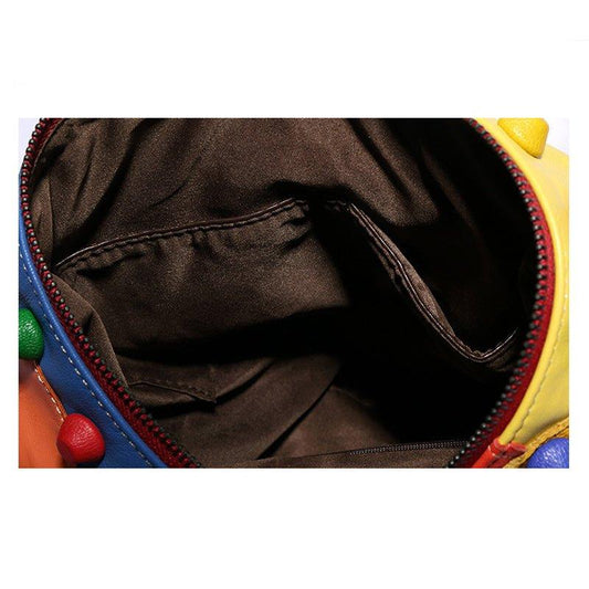 Woosir Womens Leather Backpack Rivet Decoration - Woosir
