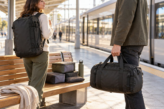 Convertible backpack duffle shown in backpack and hand-carry modes