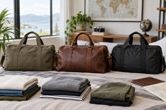Canvas, leather, and nylon travel duffles compared by material and structure