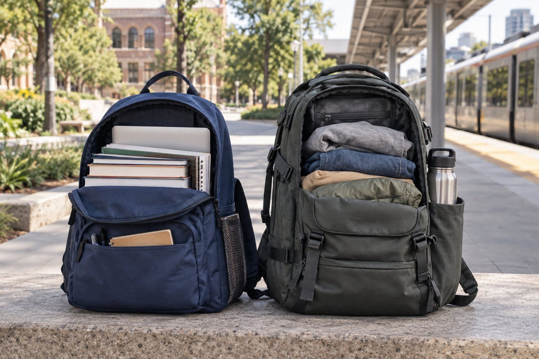 School backpack and travel backpack compared by fit and capacity