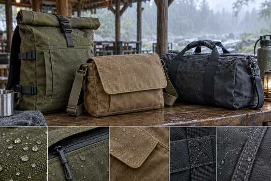 Leather travel wallet arranged with passport-sized insert, cards, cash, and a document pouch