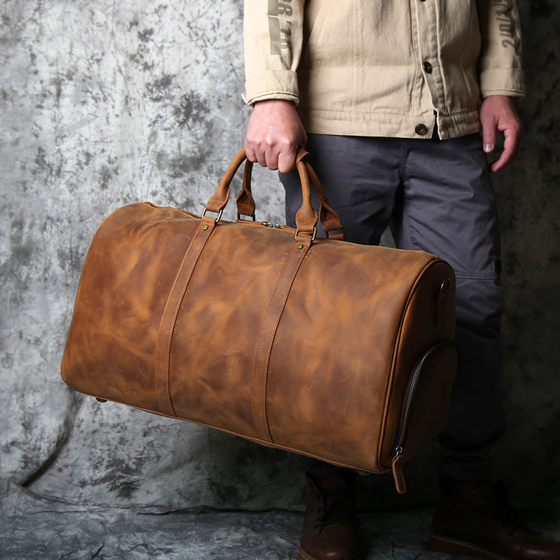 Best Men's Leather Duffle Bags for Travel - Woosir