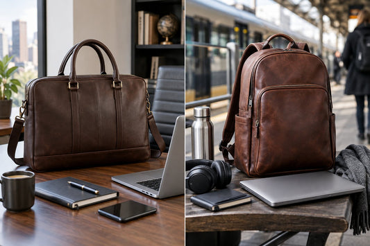 Leather laptop bag and leather laptop backpack compared for commuting