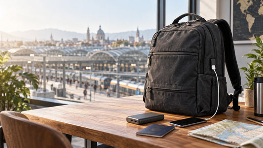 USB charging backpack travel editorial cover