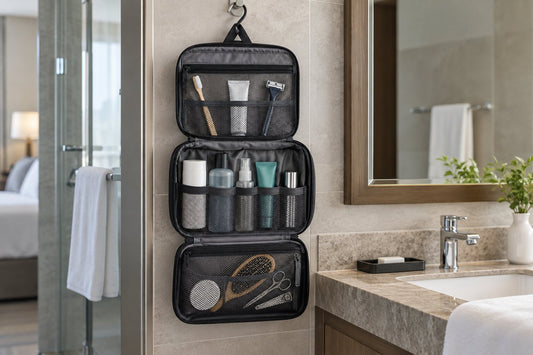Unbranded hanging toiletry organizer prepared for travel