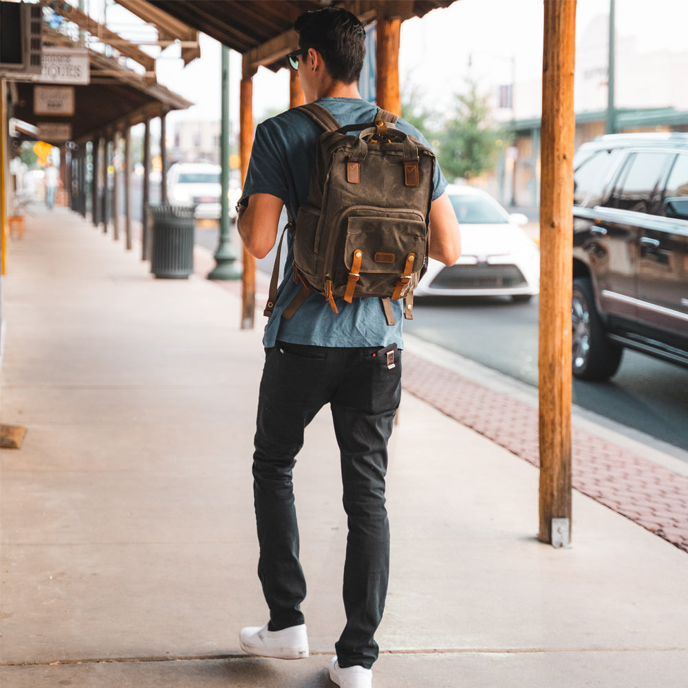 waxed canvas backpack for camera and lens - woosir