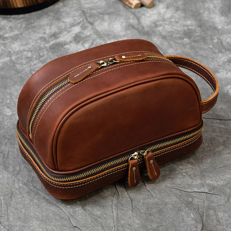 personalized mens toiletry bag leather - Woosir