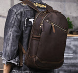Vintage Genuine Leather Laptop Backpack model worn