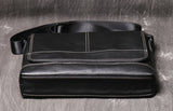 Black Genuine Leather Messenger Crossbody Bag bottom view