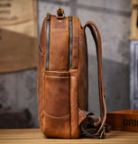 Vintage Genuine Leather Laptop Backpack side view