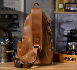 Vintage Genuine Leather One Shoulder Backpack rear view