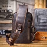 Vintage Leather Multi-Pocket Chest Bag rear view