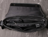 Black Genuine Leather Messenger Crossbody Bag interior structure