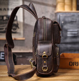 Vintage Leather Multi-Pocket Chest Bag side view