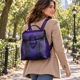 Vintage Full-Grain Leather Backpack for Daily Carry Vintage Blue model 1 lifestyle image