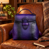 Vintage Full-Grain Leather Backpack for Daily Carry Vintage Blue scene 1 lifestyle image