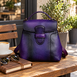 Vintage Full-Grain Leather Backpack for Daily Carry Vintage Blue scene 2 lifestyle image