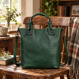 Vintage Full-Grain Leather Shoulder Bag for Women Vintage Green scene 2 lifestyle image