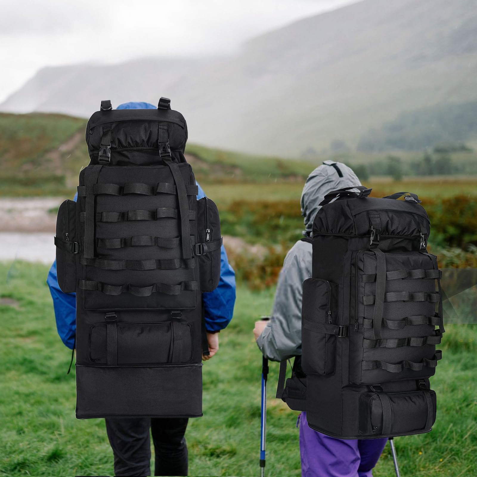 70L/100L Camping Hiking Backpack with Rain Cover