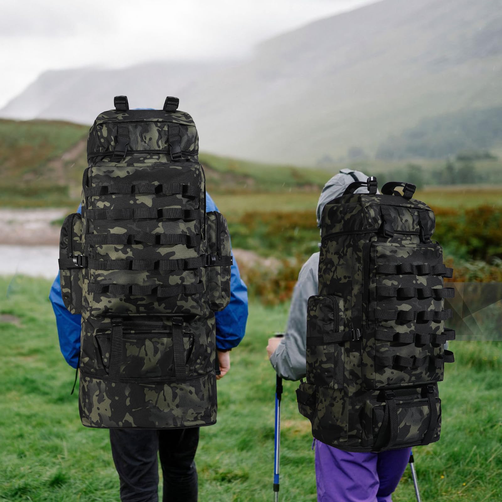 70L/100L Camping Hiking Backpack with Rain Cover