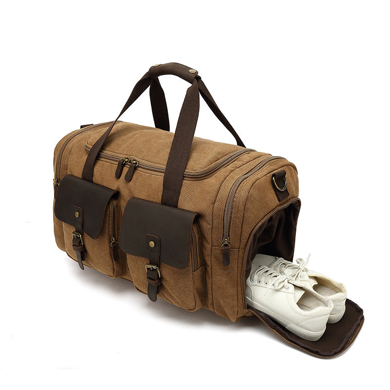 Canvas Duffel Bag Overnight Carry on Bags with Shoe Compartment