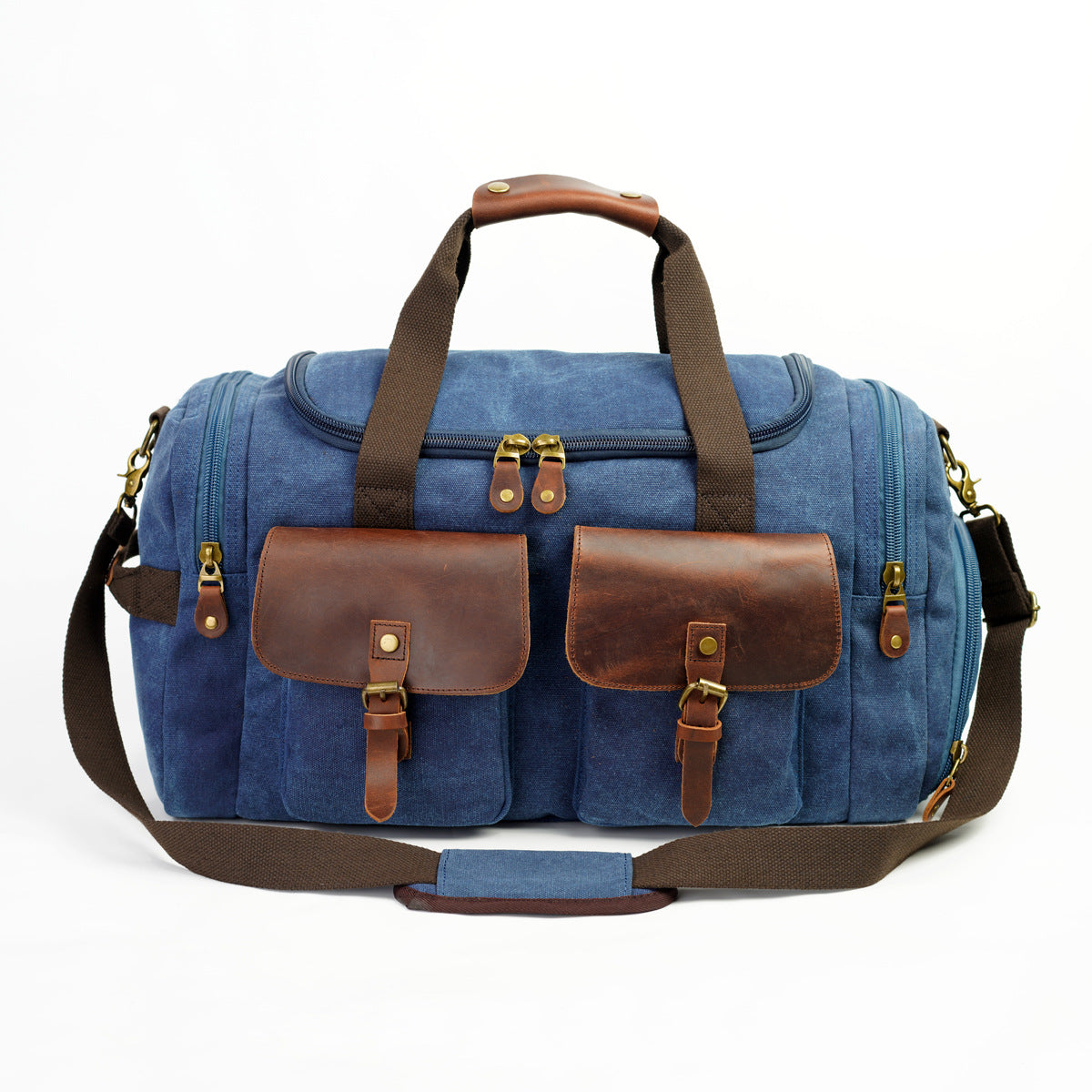 canvas duffel bag oversized travel overnight Canvas Duffel Bag Overnight Carry on Bags with Shoe Compartment, Blue
