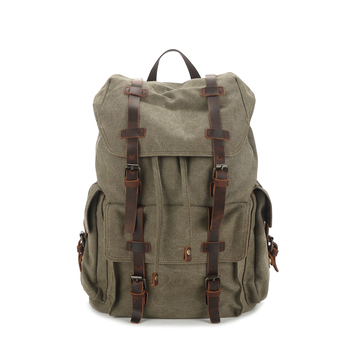 Cotton Canvas Backpack for Outdoor, Army Green (D#J72LBCW)