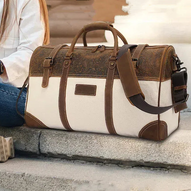 Cotton Canvas Duffle Bag with Shoe Compartment