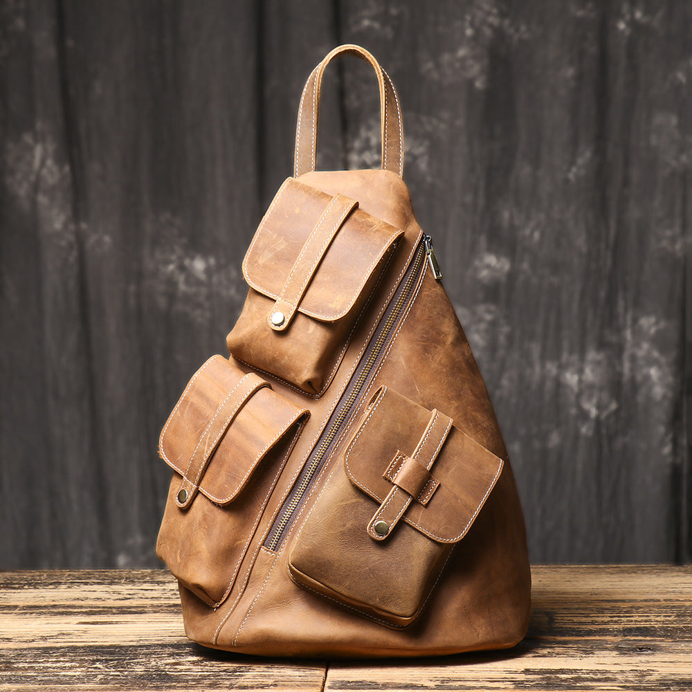 Genuine Leather Backpack with Multi Pocket