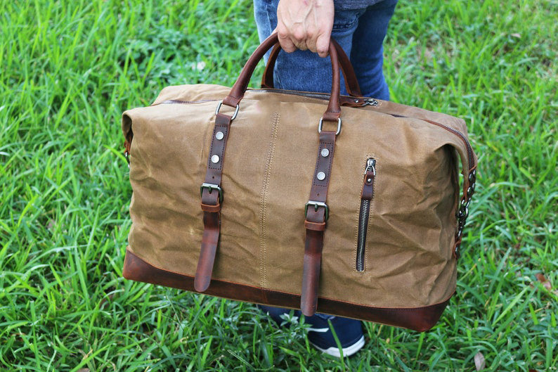Canvas Travel Bag Waxed Canvas Duffle Bag Men Weekender Bags Gym Bags