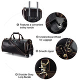 Leather Duffle Bag with Shoe Compartment and Wheels