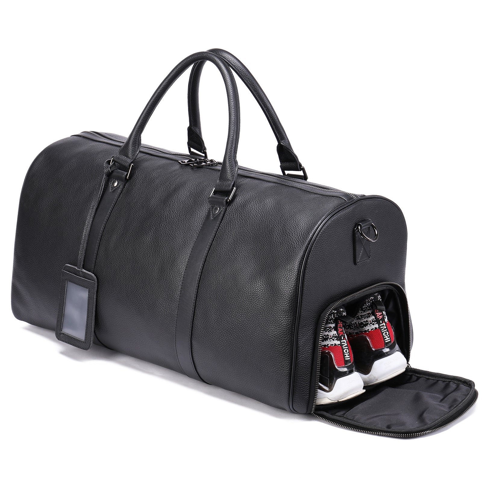 Leather Duffle Bag with Shoes Compartment