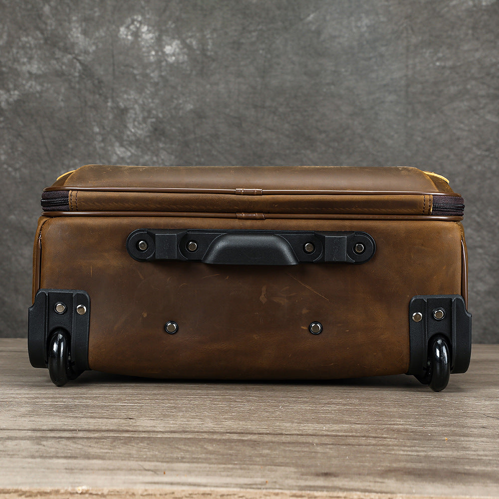 Leather Duffle Bag with Wheels Vintage Full Grain