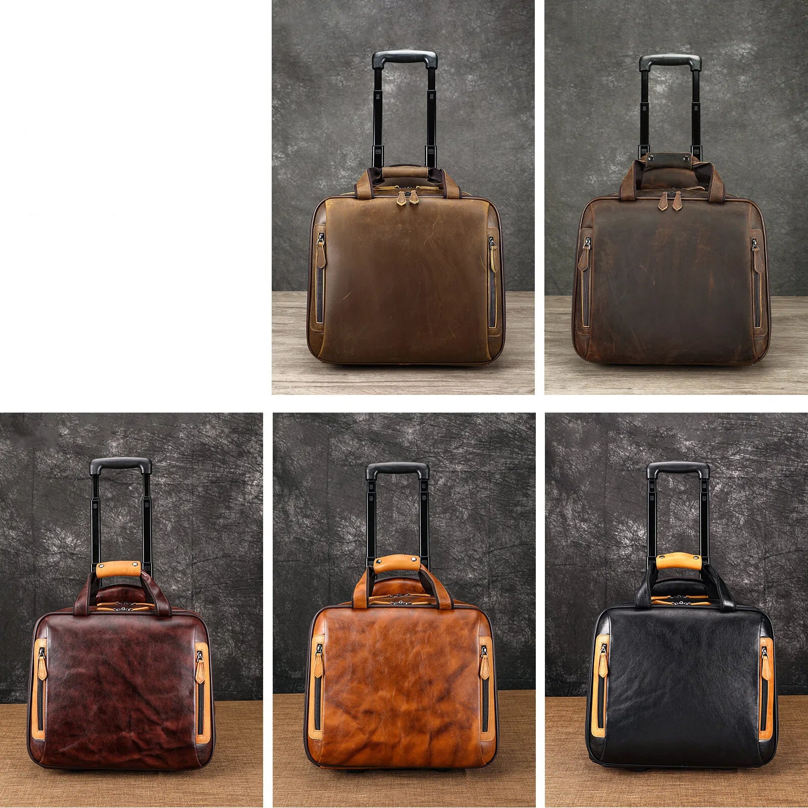 Leather Duffle Bag with Wheels Vintage Full Grain