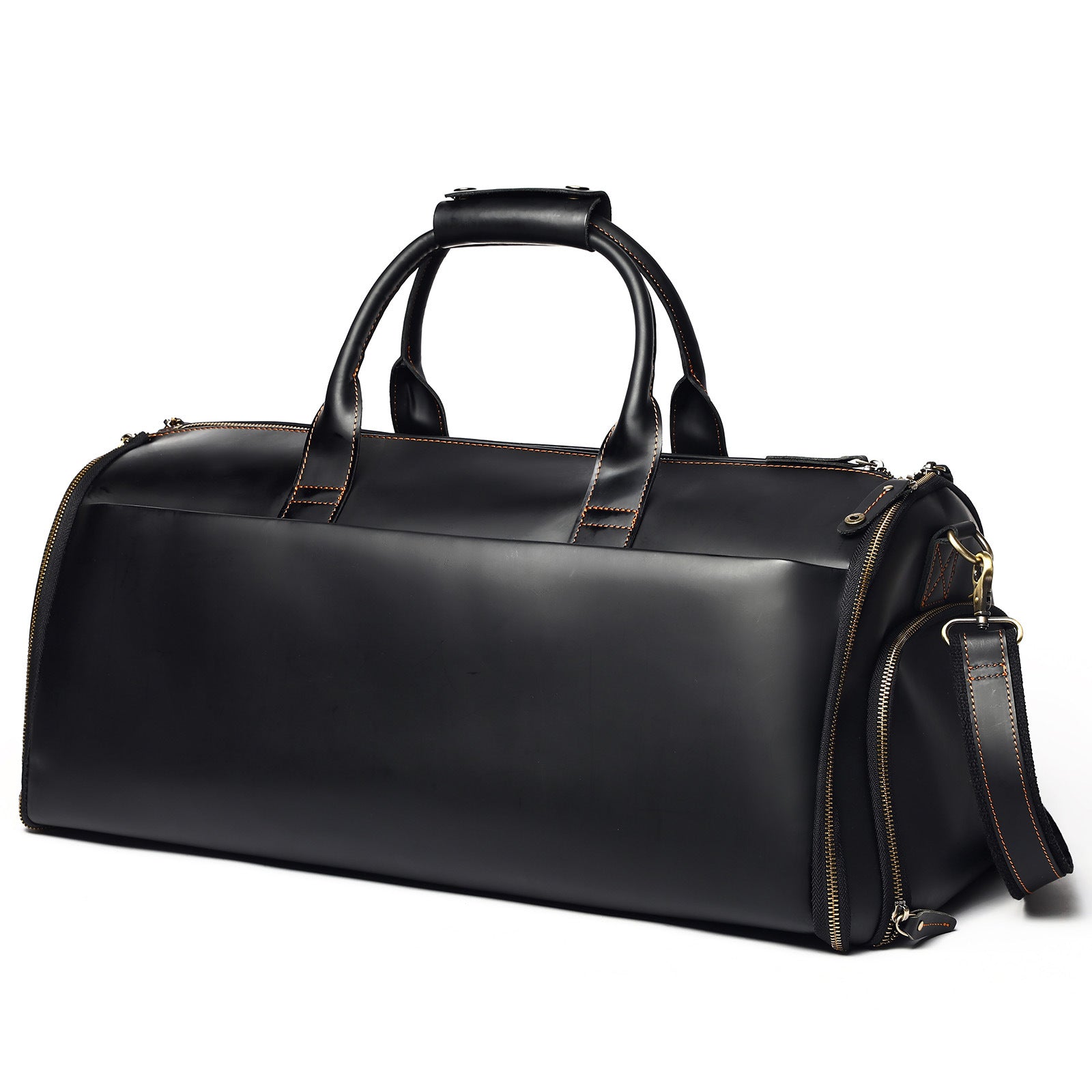 Leather Garment Bag Duffel with Shoe Compartment