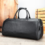 Leather Garment Bag Duffel with Shoe Compartment