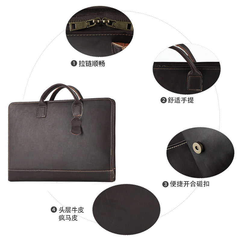 Multifunctional Leather Briefcase for Business