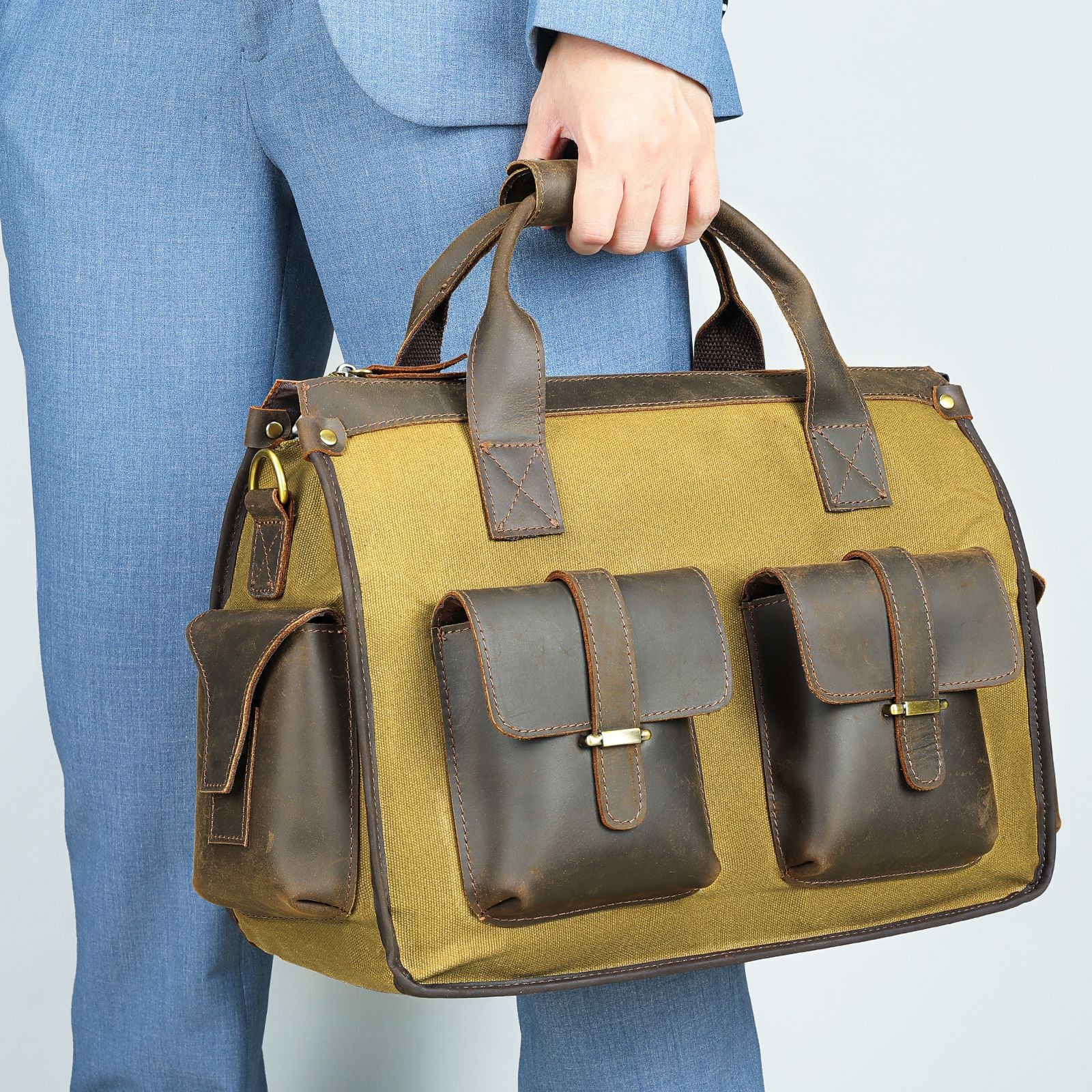 Personalized Waxed Canvas Briefcase for Laptop