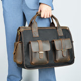 Personalized Waxed Canvas Briefcase for Laptop