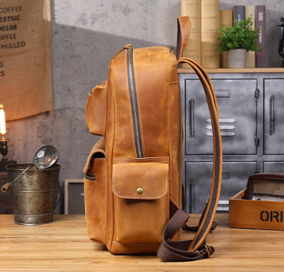 Vintage Leather Laptop Backpack for Men