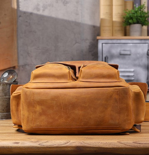 Vintage Leather Laptop Backpack for Men