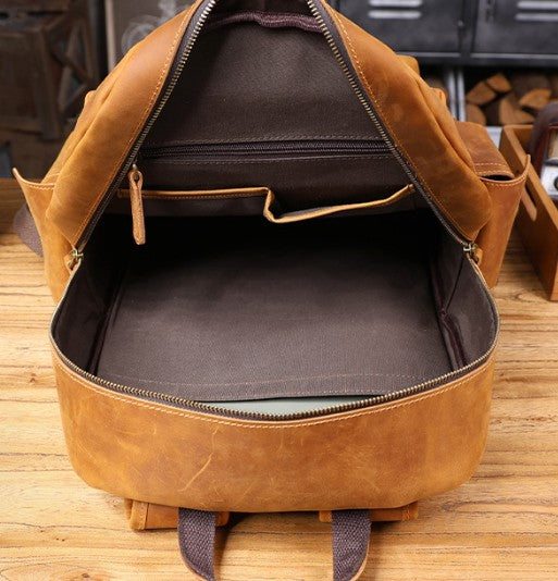 Vintage Leather Laptop Backpack for Men