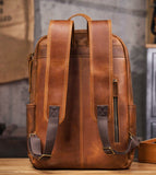Vintage Full-Grain Leather Laptop Backpack