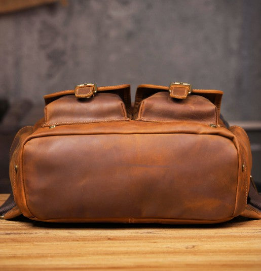 Vintage Full-Grain Leather Laptop Backpack