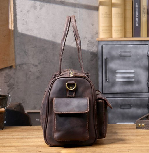Vintage Genuine Leather Travel Duffle Bag