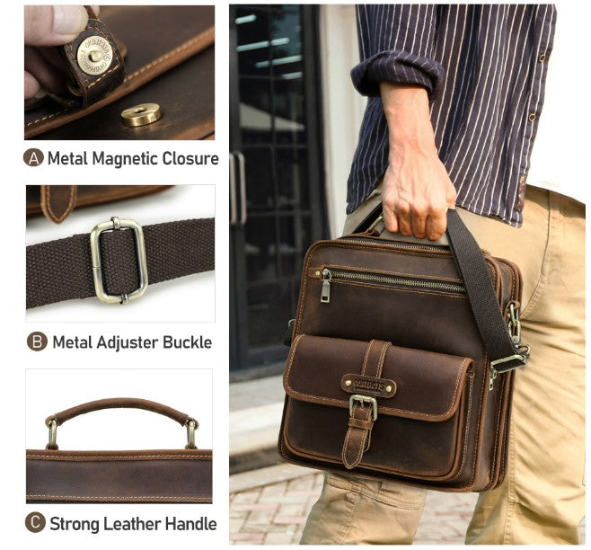 Vintage Genuine Leather Messenger Crossbody Bag