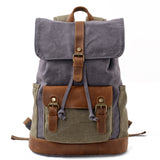 Vintage Cotton Canvas Backpack with Leather Accents