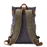 Vintage Cotton Canvas Backpack with Leather Accents