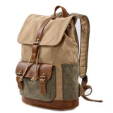 Vintage Cotton Canvas Backpack with Leather Accents