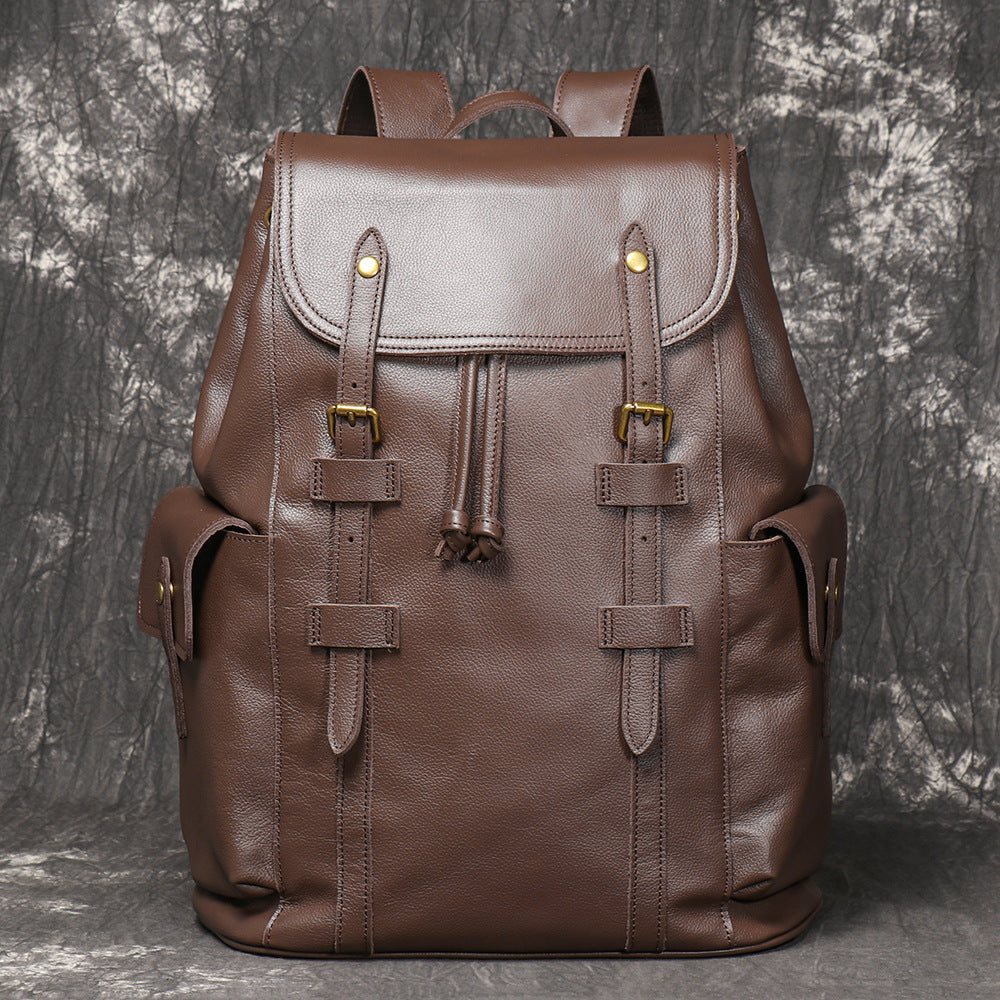 Vintage Genuine Leather Backpack with Laptop Compartment - Woosir